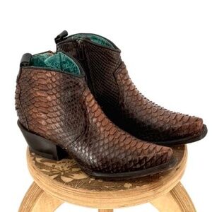 Corral Brown Python Full Exotic Ankle Boots Size 8.5